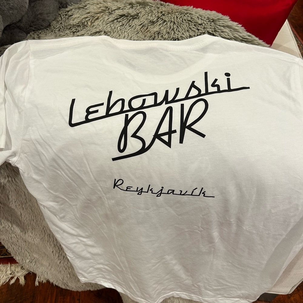 Nwot Big Lebowski Bar Jesus Tshirt Reykjavik Bowling Ball Organic View 5